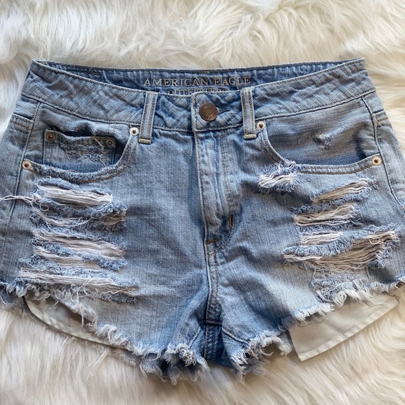 American Eagle Outfitters Pants - American Eagle Destroyed Cutoff Denim Shorts